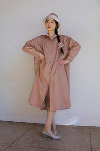 1970s Taupe Tent Trench Coat w/ Matching Bucket Hat