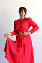Load image into Gallery viewer, 1980s Red Rayon Soutache Dress