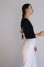 Load image into Gallery viewer, 1980s White Cotton High Waist Ribbed Knit Slacks