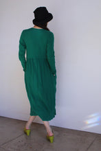 Load image into Gallery viewer, 1980s Green Ribbed Knit Long Sleeve Button Front Maxi Dress