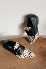 Load image into Gallery viewer, 1980s Dalmation Pony Hair &amp; Black Leather Pointed Button Mules - Made in Italy -Size 8