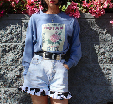 Botan Rice Vintage Blue Long Sleeve Shirt - M