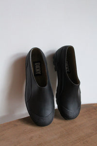 1980s Black DKNY Rubber Slip on Loafers - Size 8