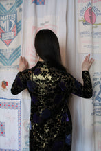 Load image into Gallery viewer, 1960s Floral Silk Velvet Burnout Áo Dài Dress w/ Sheer Gold Lurex