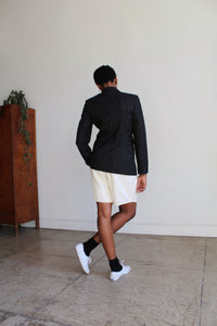 DKNY Gray Wool Pinstripe Fitted Blazer