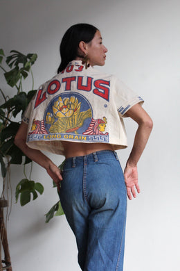 Lotus Flower Rice Sack Cropped Button-up