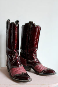 Tony Lama Burgundy Patent Leather Cowgirl Boots