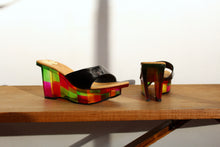 Load image into Gallery viewer, 1990s Window Pane Art to Wear Slip on Wedges - Made in Romania - Size 8