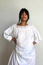 Load image into Gallery viewer, Antique White Cotton Tent Dress with Crochet Lace Neckline