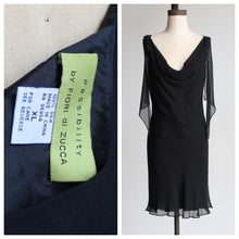 Load image into Gallery viewer, 90s Black Silk Fiori De Zucca Little Black Dress