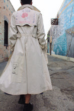 Load image into Gallery viewer, Blue Rose Rice Sack Patchwork Trench Coat