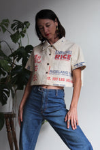 Load image into Gallery viewer, Lotus Flower Rice Sack Cropped Button-up